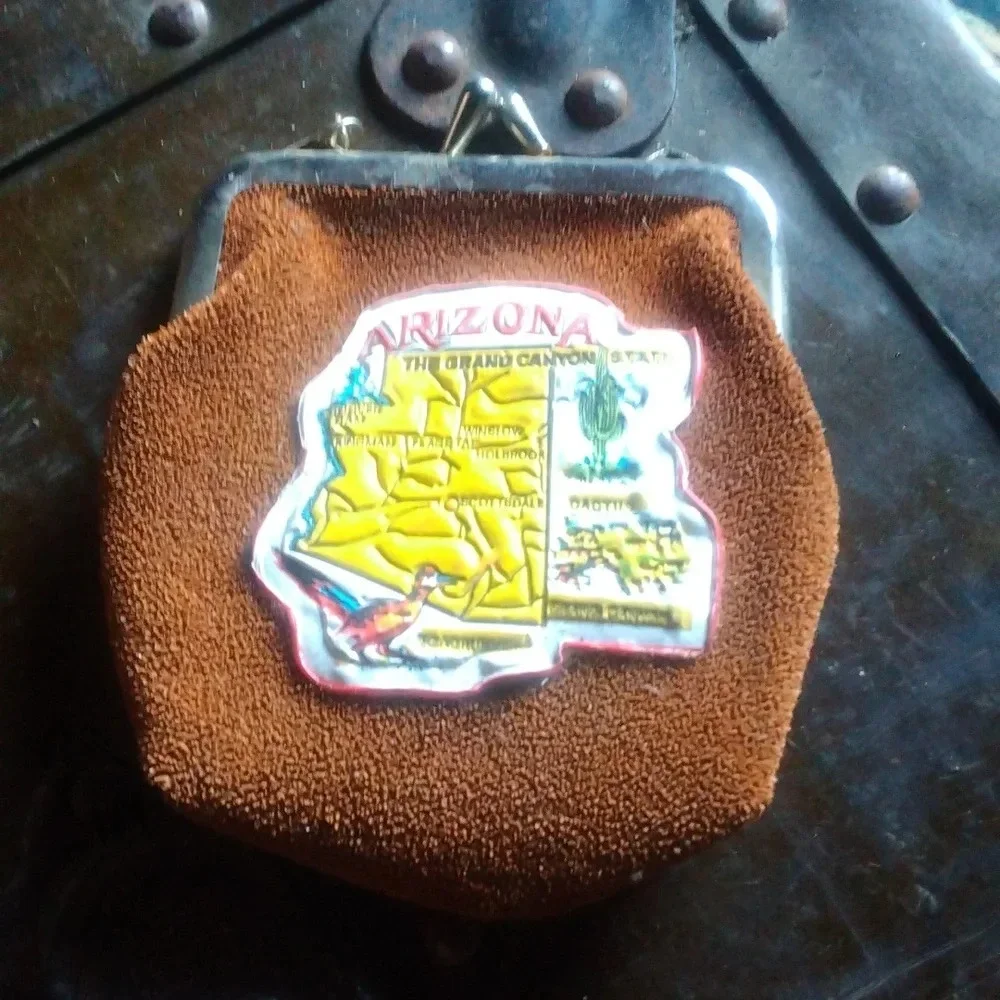 Vintage Souvenir Suede Coin Purse From The State of Arizona 60's-70's - Picture 2 of 7